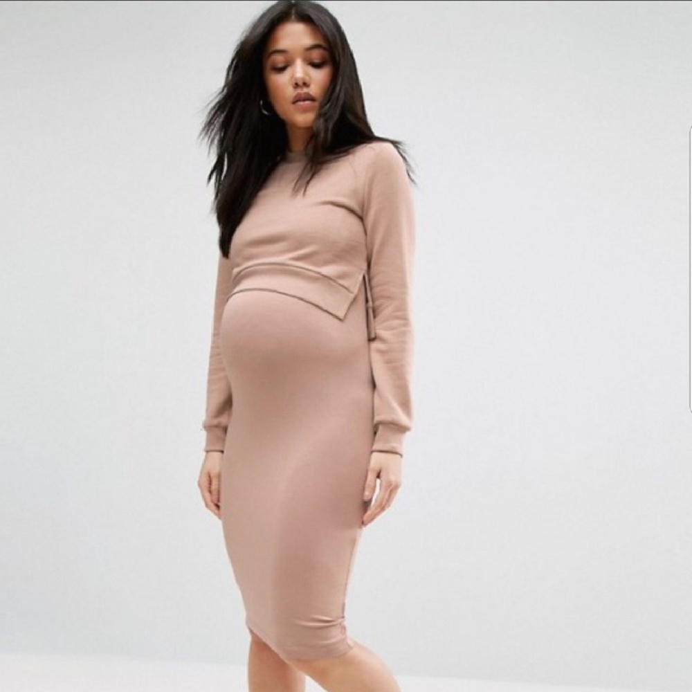 Asos Pink blush maternity & nursing dress